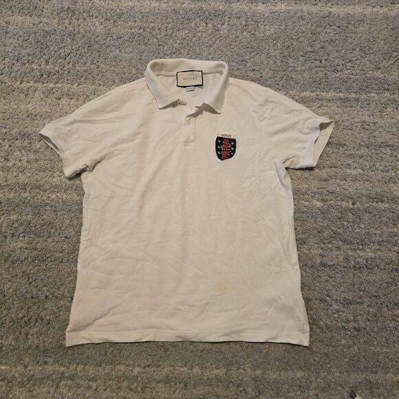 Gucci Men's Sport Polo Shirt White Cotton  Large - Picture 1 of 8
